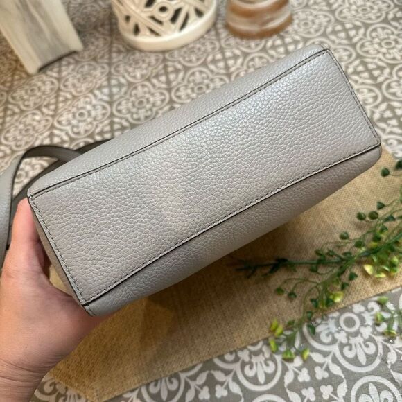 Michael Kors Grey Pebbled Leather Hamilton Tote Shoulder Crossbody Bag Compact - Picture 6 of 13